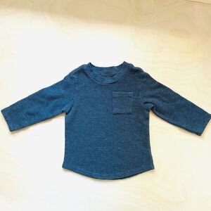 Cat & Jack Boys Long Sleeve Gray Ribbed Long Sleeve Shirt Size 12M Chest Pocket